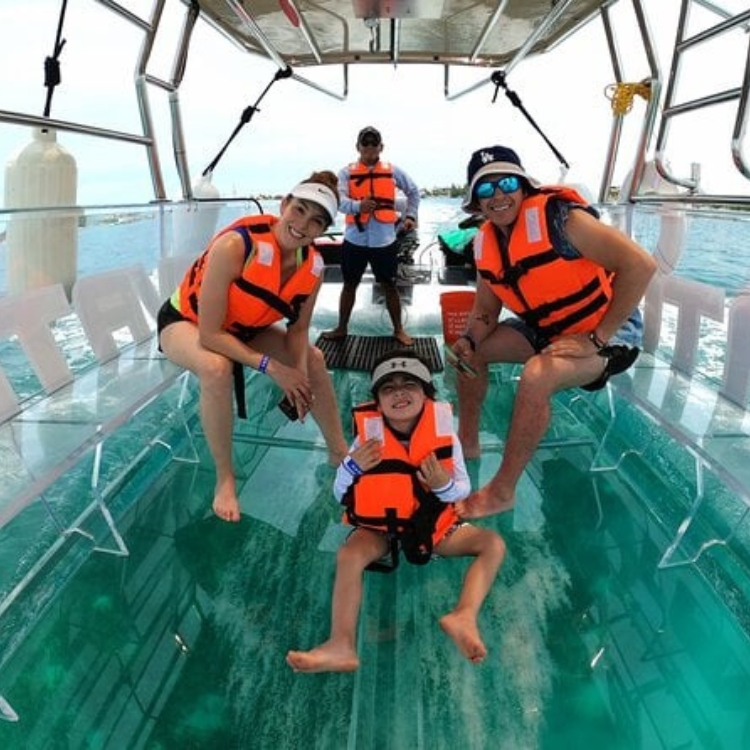 Glass bottom boat coral viewing